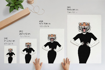 Poster Surrealism combination of tiger and dress