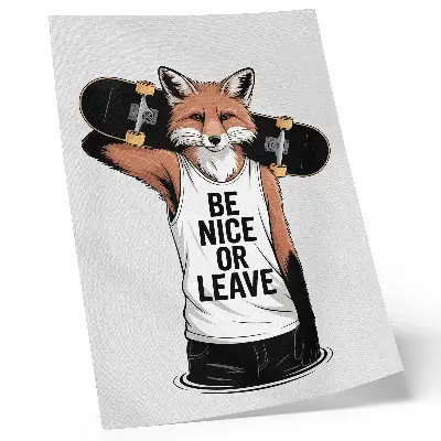 Art print fox board inscription in a youth style