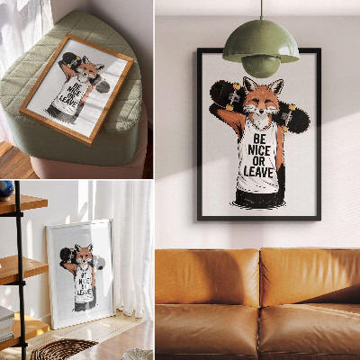 Art print Fox board inscription youth style