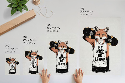 Art print Fox board inscription youth style