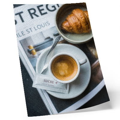 Decorative poster Black and white background coffee croissant elegance relaxation