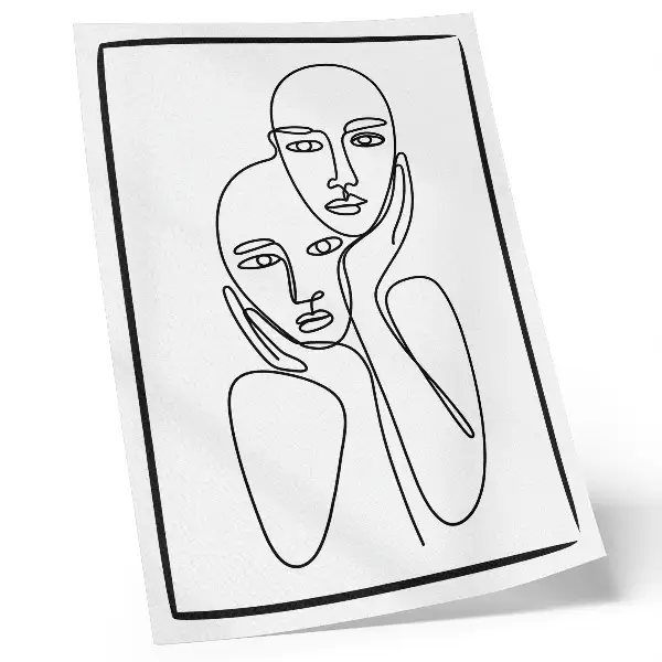 Decorative poster minimalist black line art of facial contours