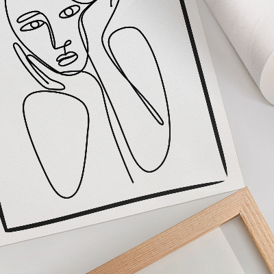 Decorative poster Facial contours black lines minimalism elegance