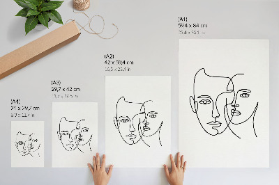 Poster Minimalist portraits line art depth emotions
