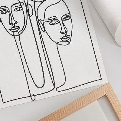 Art print Faces in line art technique, minimalism, elegance