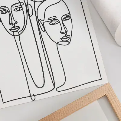Art print minimalist line art faces with an elegant aesthetic