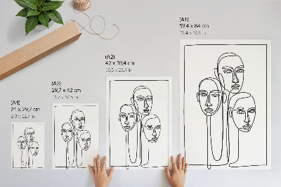 Art print Faces in line art technique, minimalism, elegance