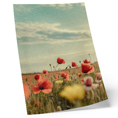 Premium wall art A field of poppies under a blue sky, pastel elegance