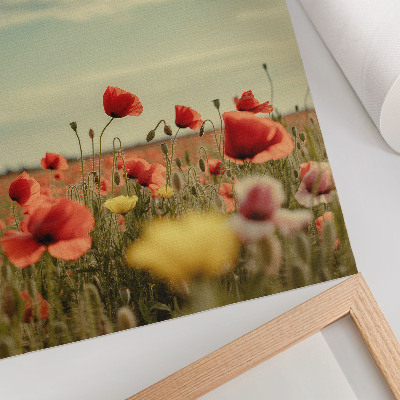 Premium wall art A field of poppies under a blue sky, pastel elegance