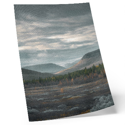 Premium wall art Cloudy mountains, green trees, peaceful valley