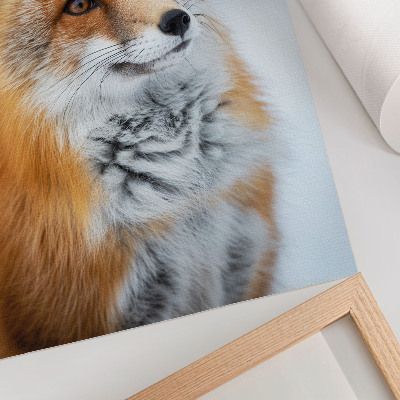 Art print Portrait of a cheerful fox in a winter setting