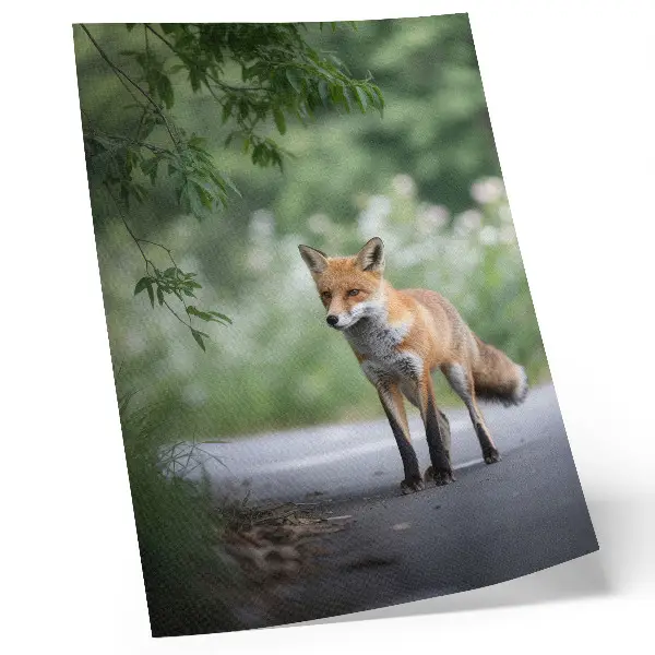 Fox in Green Nature Decorative Poster minimalist peaceful nature theme
