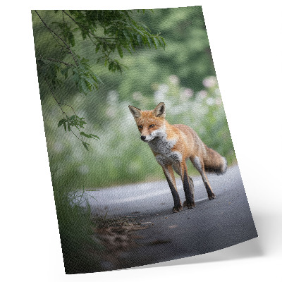 Decorative poster Fox in the green nature peace minimalism