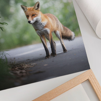 Decorative poster Fox in the green nature peace minimalism