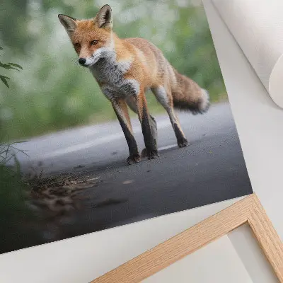 Fox in Green Nature Decorative Poster minimalist peaceful nature theme