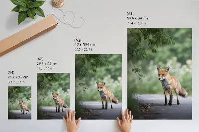 Fox in Green Nature Decorative Poster minimalist peaceful nature theme