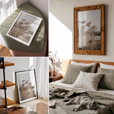 Poster Delicate blades of grass brown gray atmosphere of nature