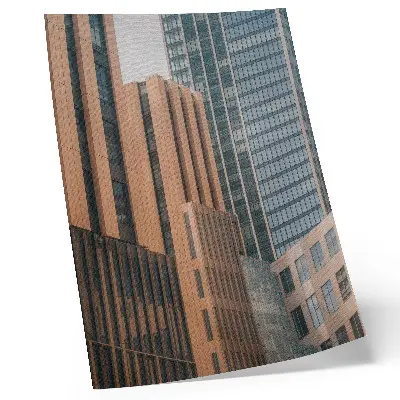 Premium wall art minimalist glass print featuring elegant skyscraper dynamics