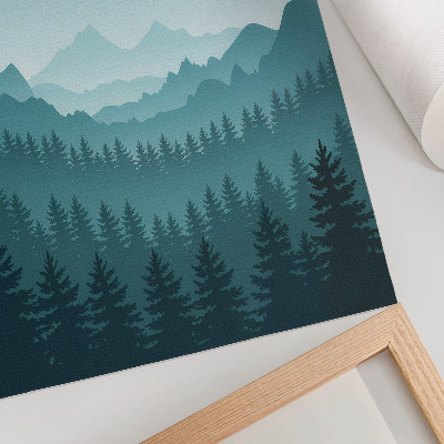 Decorative poster Blue mountains green trees space nature
