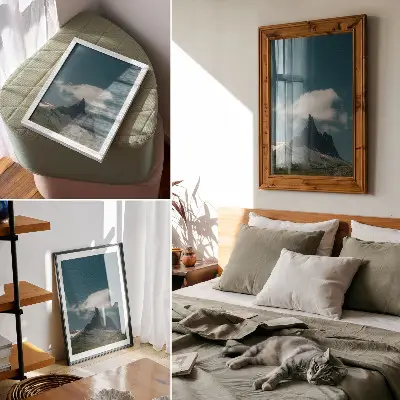 Premium wall art dramatic peak with wispy clouds