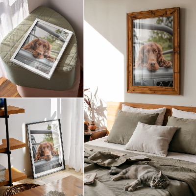 Premium wall art Brown dog by the vehicle green trees