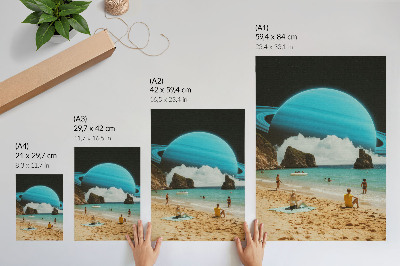 Premium wall art Beach with planet above the water on a sunny day