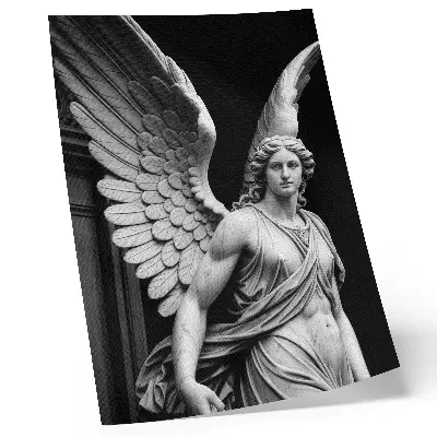 Marble angel sculpture decorative poster featuring intricate detailed and elegant design