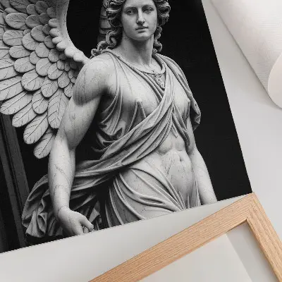 Marble angel sculpture decorative poster featuring intricate detailed and elegant design