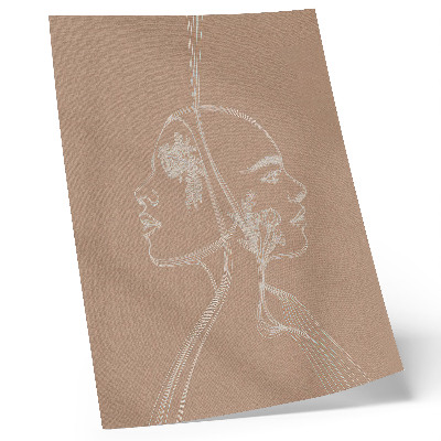 Art print Two faces line flowers delicacy harmony