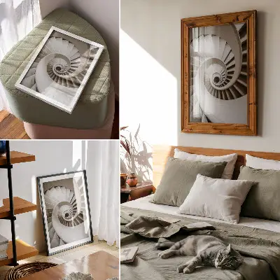 Modern architectural spiral staircase poster 