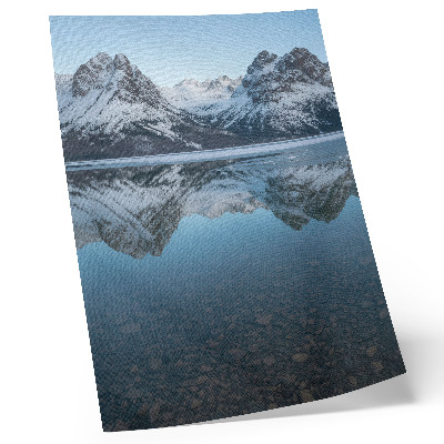 Decorative poster Symmetrical winter mountains reflected in the lake