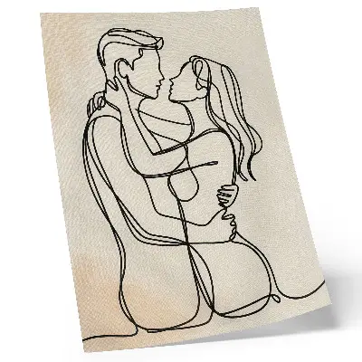 Poster minimalist beloved couple on beige background