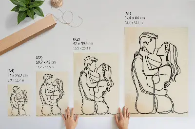 Poster minimalist beloved couple on beige background