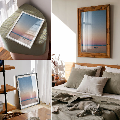 Art print Kayak on a calm sea in pastel colors