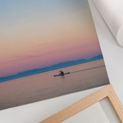 Art print Kayak on a calm sea in pastel colors