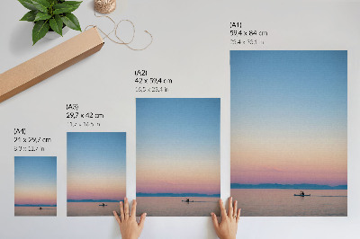 Art print Kayak on a calm sea in pastel colors