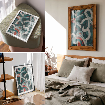 Decorative poster Abstract dynamic strokes turquoise colors