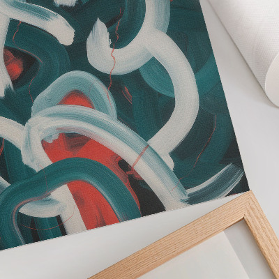 Decorative poster Abstract dynamic strokes turquoise colors