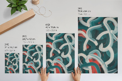 Decorative poster Abstract dynamic strokes turquoise colors