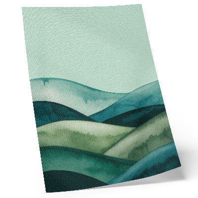 Decorative poster Green hills turquoise atmosphere watercolor style
