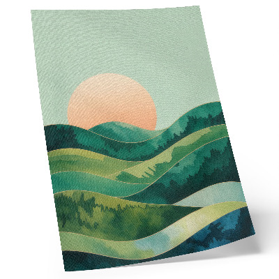 Poster Pastel hills watercolor sun