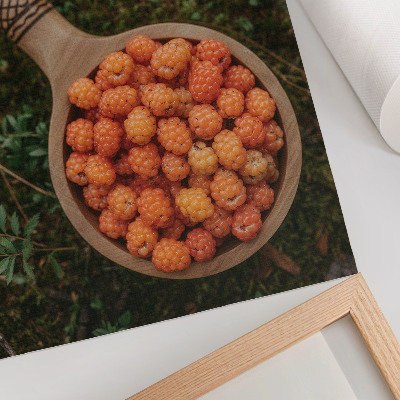Art print A wooden bowl of berries against a moss background