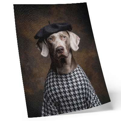 Decorative poster Dog in a beret patterned vest elegance
