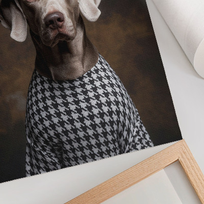 Decorative poster Dog in a beret patterned vest elegance