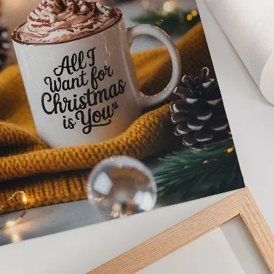Yellow scarf and warm lights mug premium wall art mug with typographic print