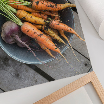 Art print Juicy vegetables bowl wood rustic style