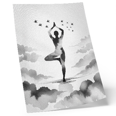 Decorative poster Black and white silhouette in the clouds with birds