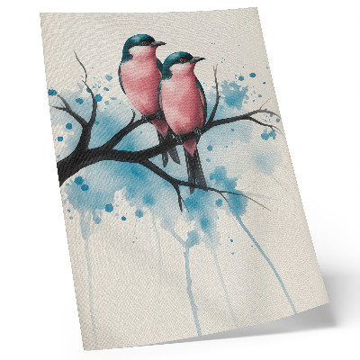 Art print Bird couple on a branch with an abstract background
