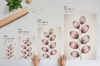 Poster minimalist branch with pink leaves