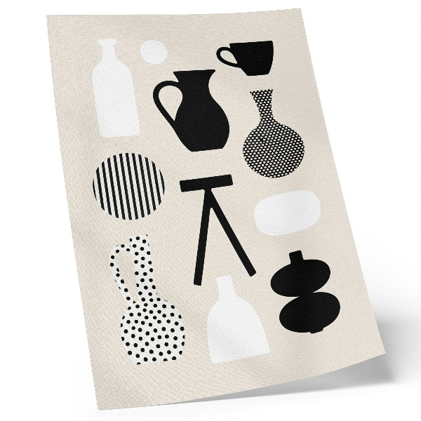 Premium wall art Black and white geometric patterns on a beige background